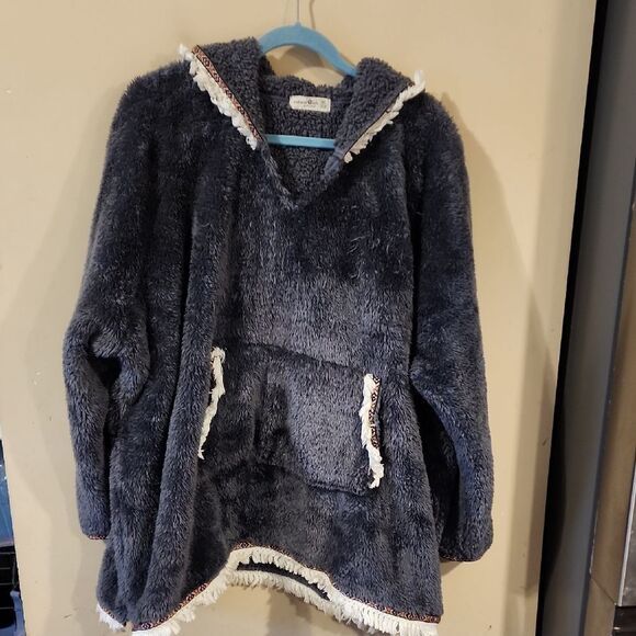 Cozy Natural Life Fuzzy Pull Over Oversized  Fleece Jacket EUC - Picture 1 of 6